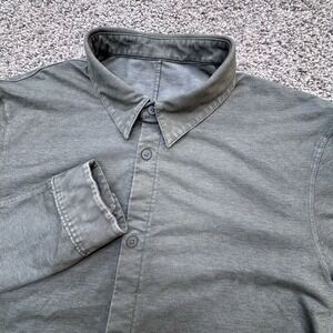 Lululemons Mens Button Up Long Sleeve Performance‎ Green Casual Size Large